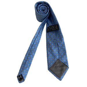 ROBERT TALBOTT Blue Geometric Silk Tie HANDMADE USA 60"/ 3.2" EC